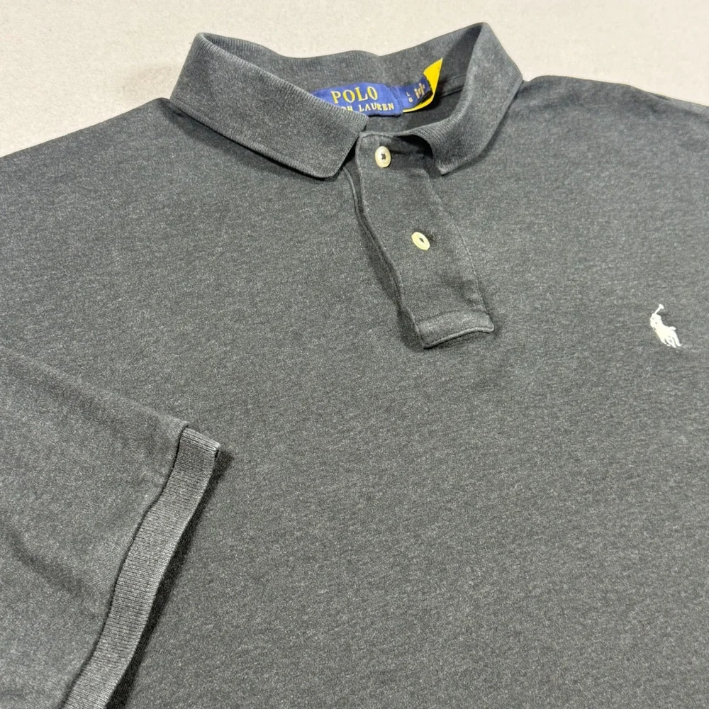 Polo Ralph Lauren Mens Charcoal Gray Short Sleeve Pony‎ Logo Polo Shirt Size L